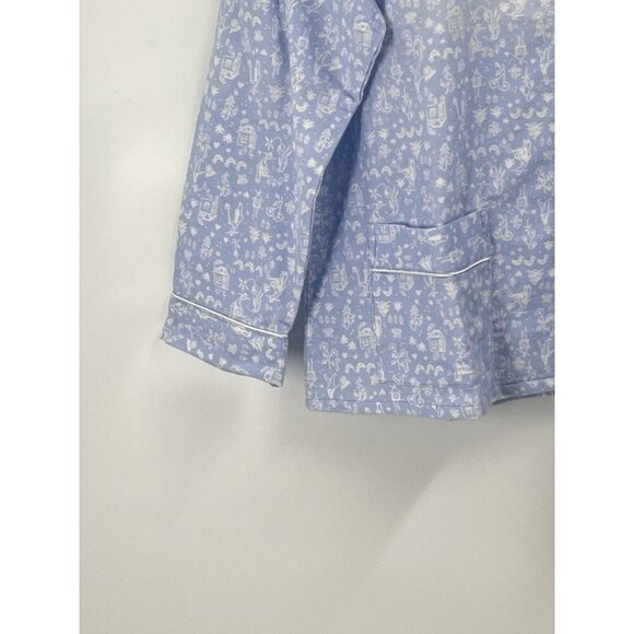 Lanz of Salzburg Blue Flannel Button Down Pajama Top Sz Small - Picture 2 of 6